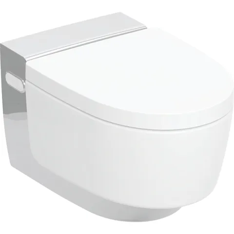 Подвесной унитаз-биде Geberit AquaClean Mera Comfort: белый / покрытие KeraTect, Декоративная панель: хром / Высокоглянцевое покрытие