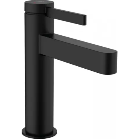Смеситель для раковины однорычажный Hansgrohe Finoris 110 со сливным гарнитуром, чёрный матовый