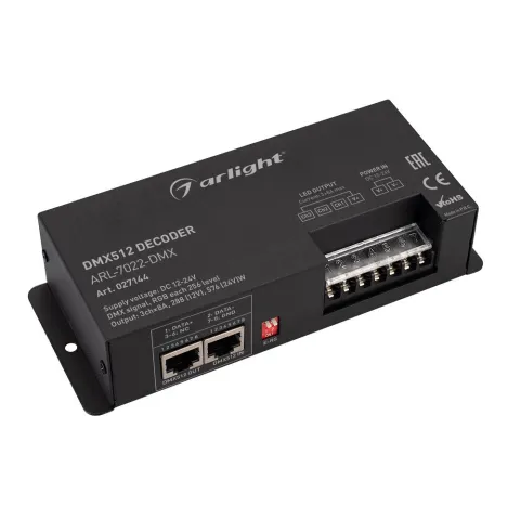 Декодер Arlight ARL-7022-DMX (12-24V, 3x8A, DMX512, XLR3)