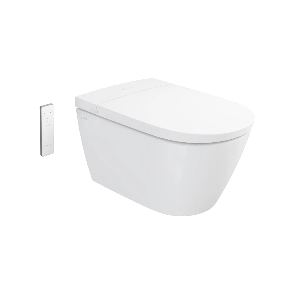 Умный унитаз VitrA V-Care 3 Base подвесной, смыв торнадо, управление из приложения, с пульта, персональные настройки через приложение, белый глянцевый