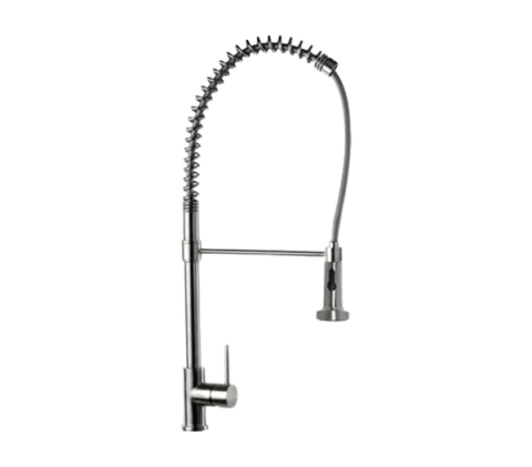 Смеситель для кухни с вытяжным изливом inox нержавеющая сталь AISI 304 Remer 304N77, нержавеющая сталь