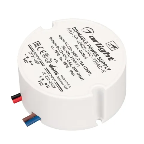 Блок питания Arlight ARJ-SP-40600-PFC-TRIAC-R (24W, 27-40V, 600mA)