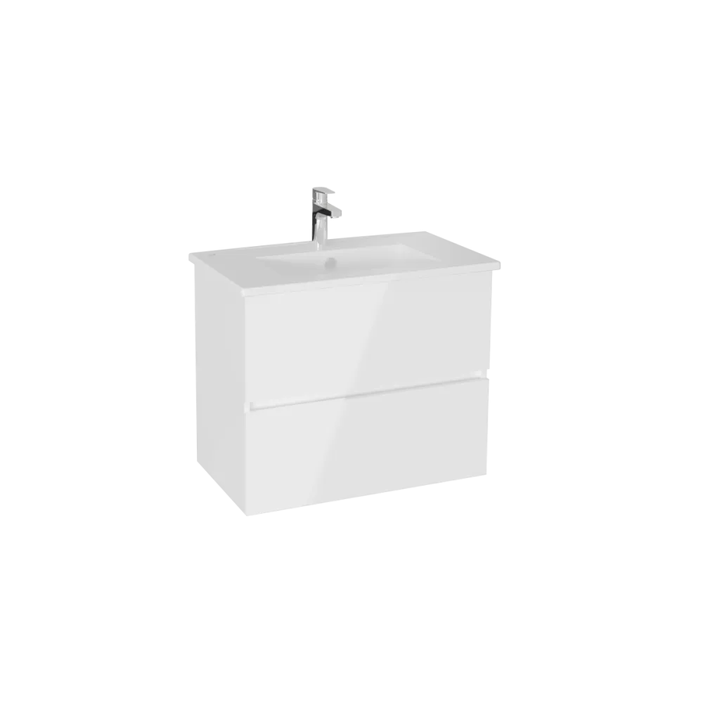 Тумба с раковиной для ванной VitrA Mia Plus Square, 80 см, глянцевая, белая ДСП