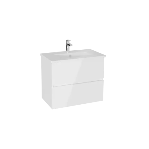 Тумба с раковиной для ванной VitrA Mia Plus Square, 80 см, глянцевая, белая ДСП