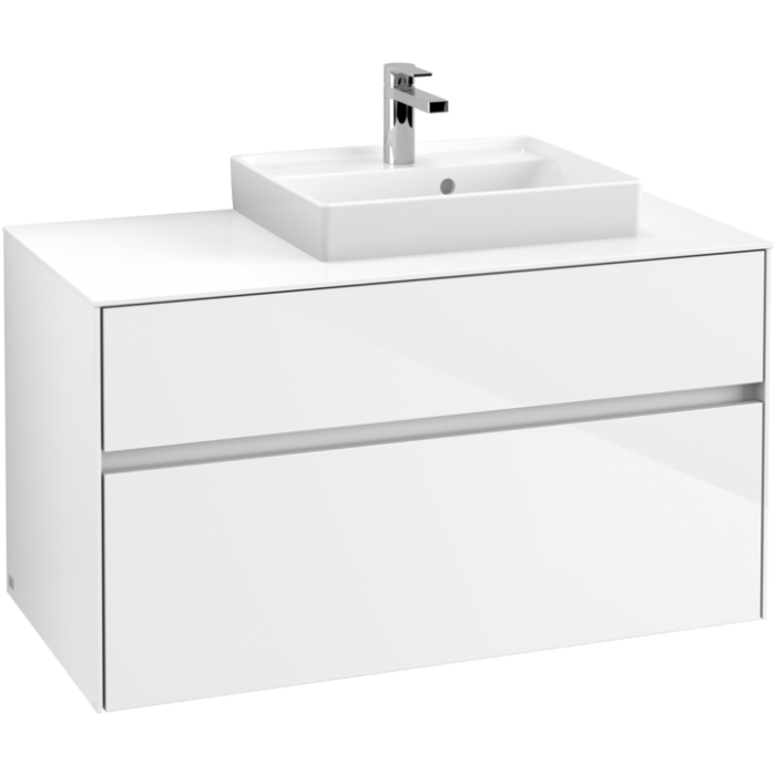 Тумба под раковину Villeroy & Boch Collaro, с подсветкой, 2 выдвижных ящика, 1000 x 548 x 500 мм, Glossy White