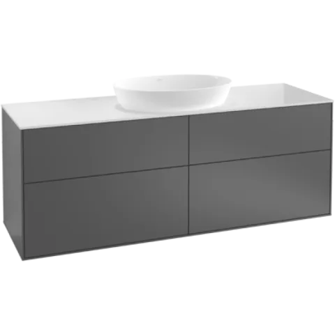 Тумба под раковину Villeroy & Boch Finion, с подсветкой, 4 выдвижных ящика, 1600 x 603 x 501 мм, Silk Grey Matt Lacquer