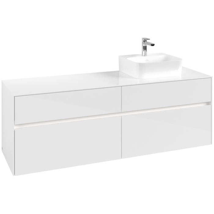 Тумба под раковину Villeroy & Boch Collaro, с подсветкой, 4 выдвижных ящика, 1600 x 548 x 500 мм, Glossy White
