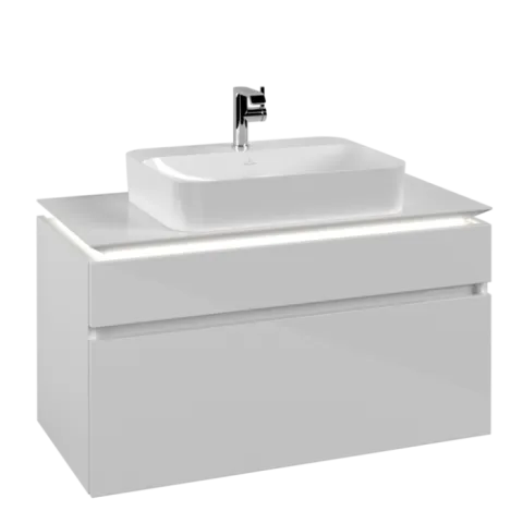 Тумба под раковину Villeroy & Boch Legato, с подсветкой, 2 выдвижных ящика, 1000 x 550 x 500 мм, Glossy White