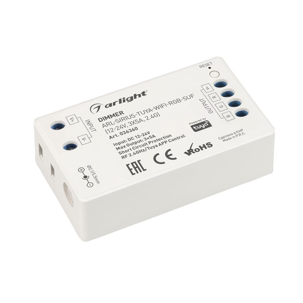 Диммер Arlight ARL-SIRIUS-TUYA-WIFI-RGB-SUF (12-24V, 3x5A, 2.4G)