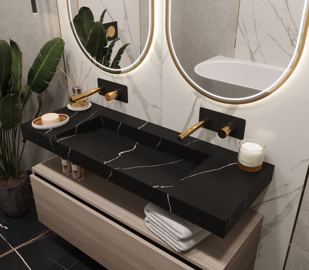 Раковина 120 см ArmadiArt Flat с тумбой
