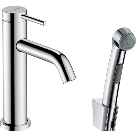 Смеситель для раковины Hansgrohe Tecturis S 110 с гигиеническим душем и душевым шлангом, хром