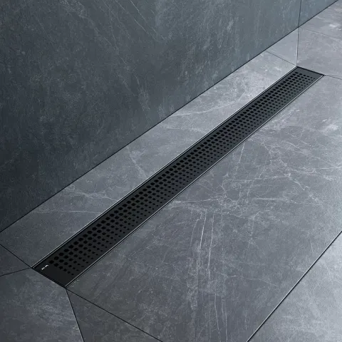 Трап для душа линейный, универсальный затвор Cut Gradient, 80 см AM.PM MasterFlow, чёрный, матовое стекло