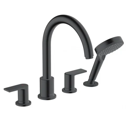Смеситель на край ванны на 4 отверстия Hansgrohe Vernis Shape, чёрный матовый