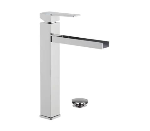 Смеситель для раковины каскадный высокий с донным клапаном Remer QC10LB, хром