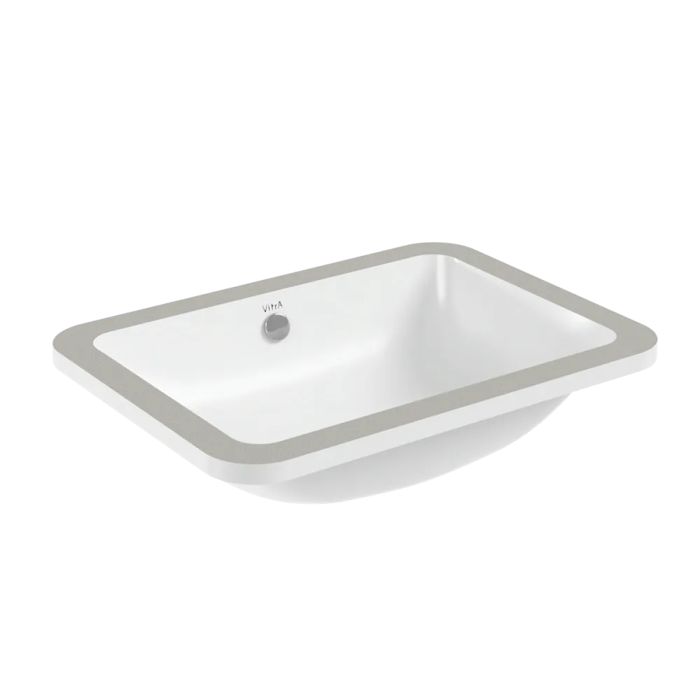Встраиваемая снизу раковина VitrA S20, 50 x 37 см, прямоугольная, белая, антибактериальное покрытие Hygiene, белый