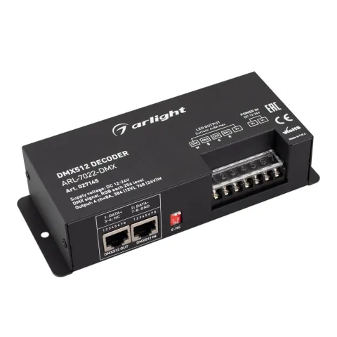 Декодер Arlight ARL-7022-DMX (12-24V, 4x8A, DMX512, XLR3)