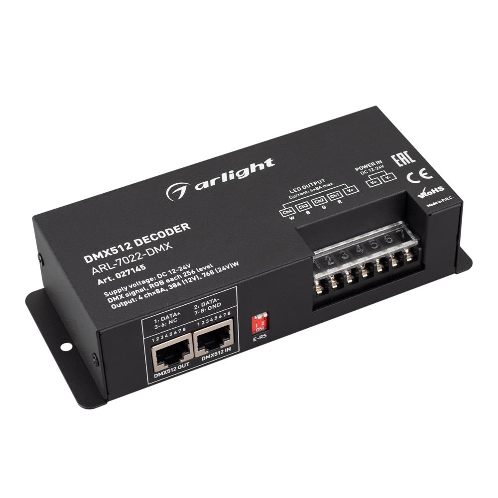 Декодер Arlight ARL-7022-DMX (12-24V, 4x8A, DMX512, XLR3)