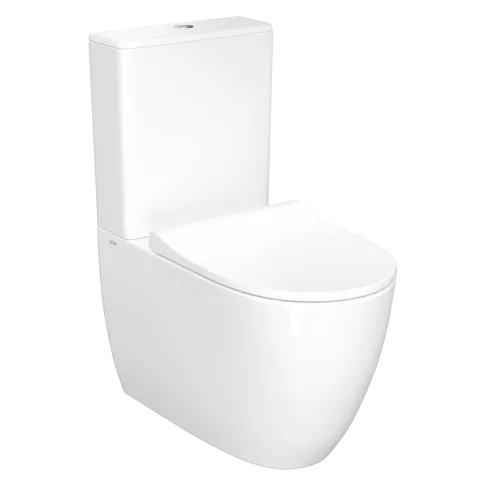 Унитаз-компакт напольный VitrA Sento, с сиденьем микролифт, белый, санитарный фарфор, антибактериальное покрытие Hygiene, белый