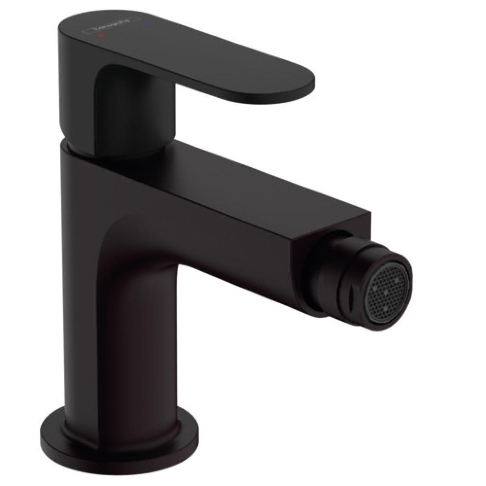 Смеситель для биде Hansgrohe Rebris S, со сливным гарнитуром, чёрный матовый