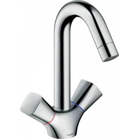 Смеситель Hansgrohe Logis для раковины с двумя рукоятками и сливным гарнитуром, хром