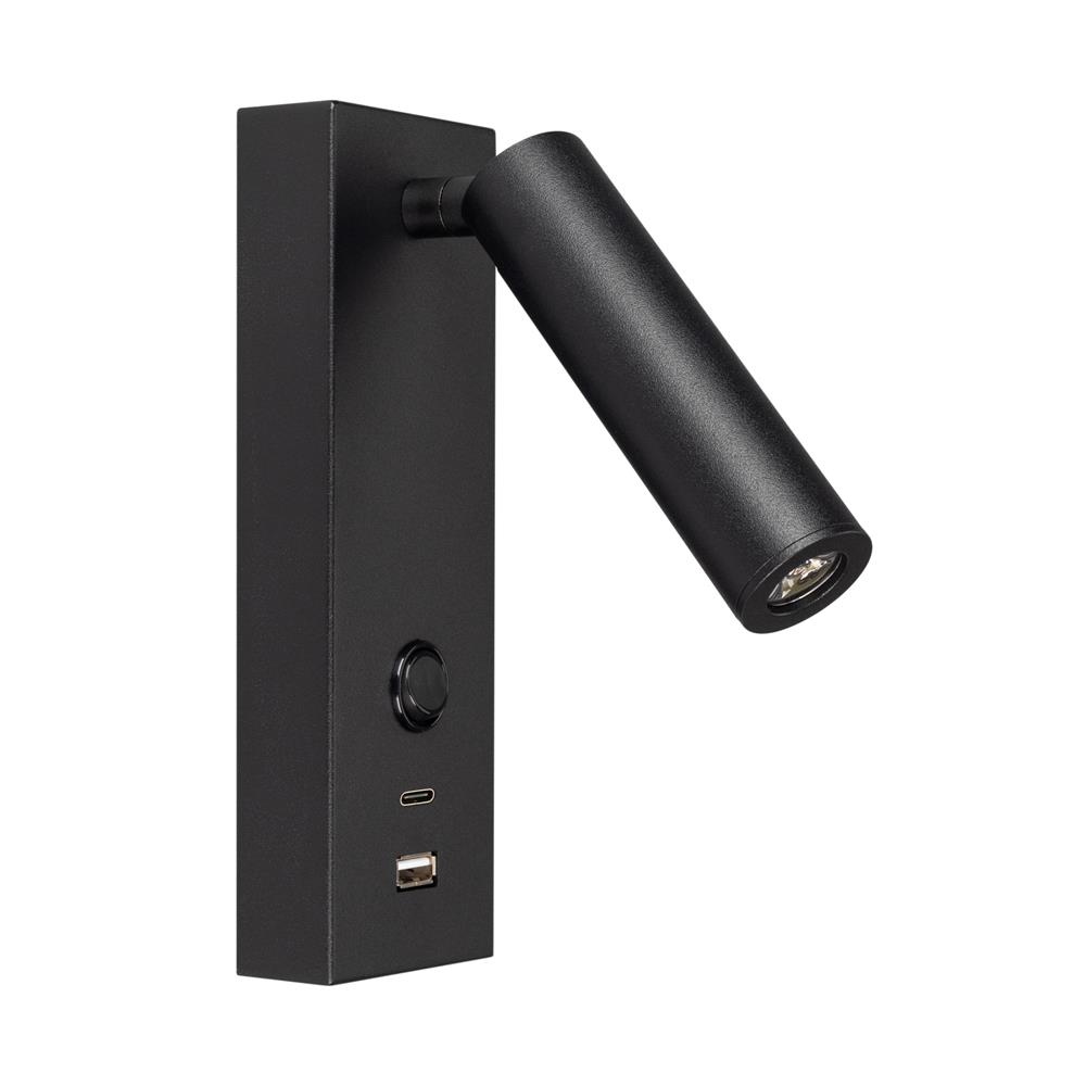 Светильник Arlight SP-BED-CHARGE-S60x125-3W Warm3000 (BK, 20 deg, 230V, USB-A, USB-C)