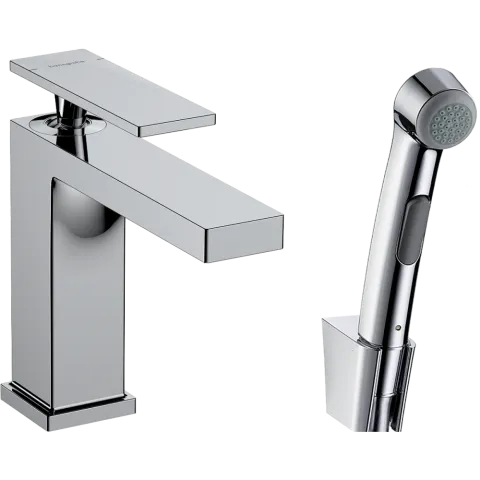Смеситель для раковины Hansgrohe Tecturis E 110 с гигиеническим душем и душевым шлангом, хром