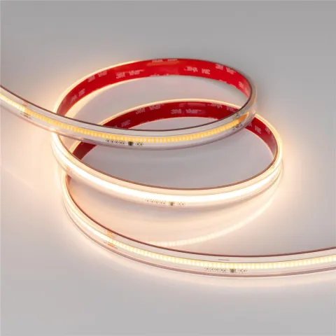 Светодиодная лента герметичная Arlight SPI-COB-PS-X378-14mm 24V Warm2700-PX63-BPT (7 W/m, IP67, 5m)