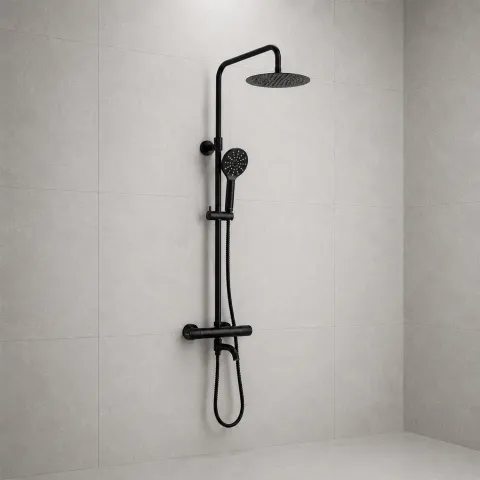 Душевая система со смесителем WasserKRAFT Muritz 98101.258.339MB, чёрный матовый
