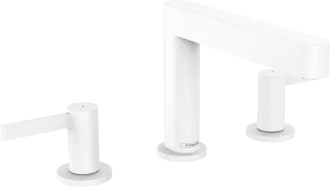 Смеситель для раковины Hansgrohe Finoris 110, со сливным клапаном Push-Open, матовый белый, белый матовый