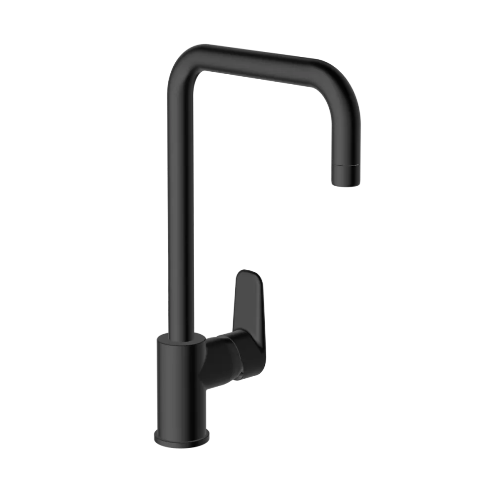 Смеситель для кухни VitrA Flow Soft, с поворотным изливом, однорычажный, чёрный матовый