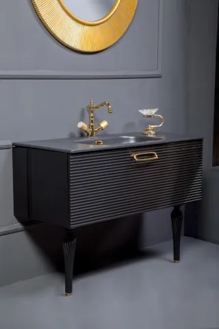 Тумба под раковину 100 см ArmadiArt Vallessi Avantgarde Linea, чёрный / золото