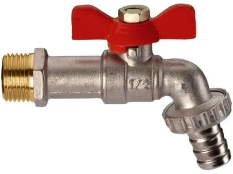Кран шаровый с носиком 1/2", ручка-бабочка Remer 19912