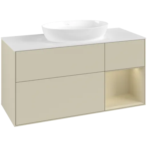 Тумба под раковину Villeroy & Boch Finion, с подсветкой, 3 выдвижных ящика, 1200 x 603 x 501 мм, Silk Grey Matt Lacquer