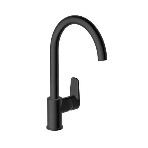 Смеситель для кухни VitrA Flow Soft, с поворотным изливом, однорычажный, чёрный матовый
