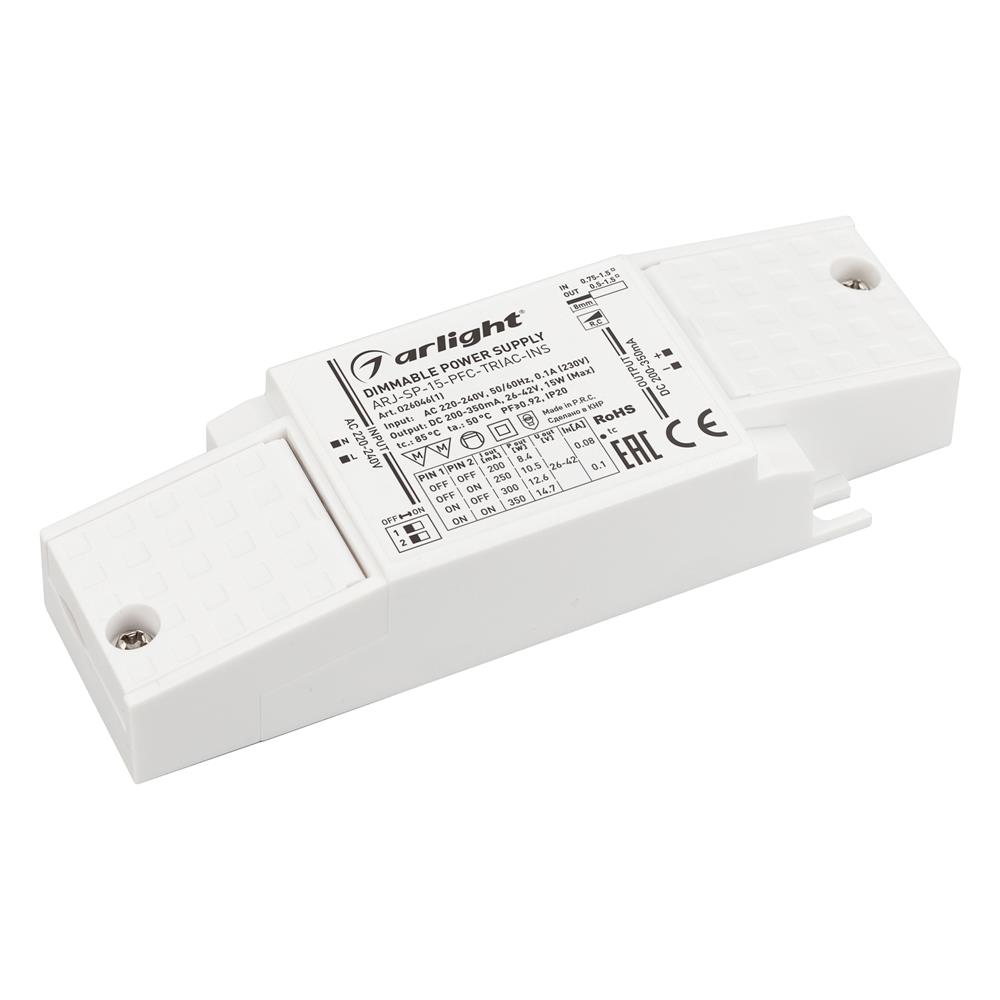 Блок питания Arlight ARJ-SP-15-PFC-TRIAC-INS (15W, 26-42V, 0.2-0.35A)