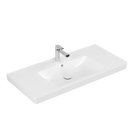 Раковина для установки на тумбу Villeroy & Boch Subway 2.0, 1000 x 480 x 180 мм, с переливом, нешлифованный, альпийский белый CeramicPlus