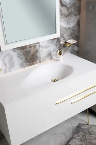 Раковина 100 см ArmadiArt Corian Drop с тумбой