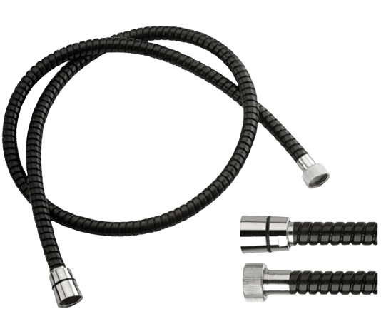 Шланг для душа Spyroflex из PVC конусная гайка 120см Remer 334CNNE120, чёрный матовый