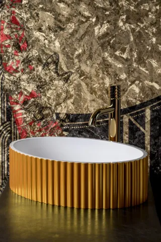 Раковина накладная 50 см ArmadiArt Canale, золото