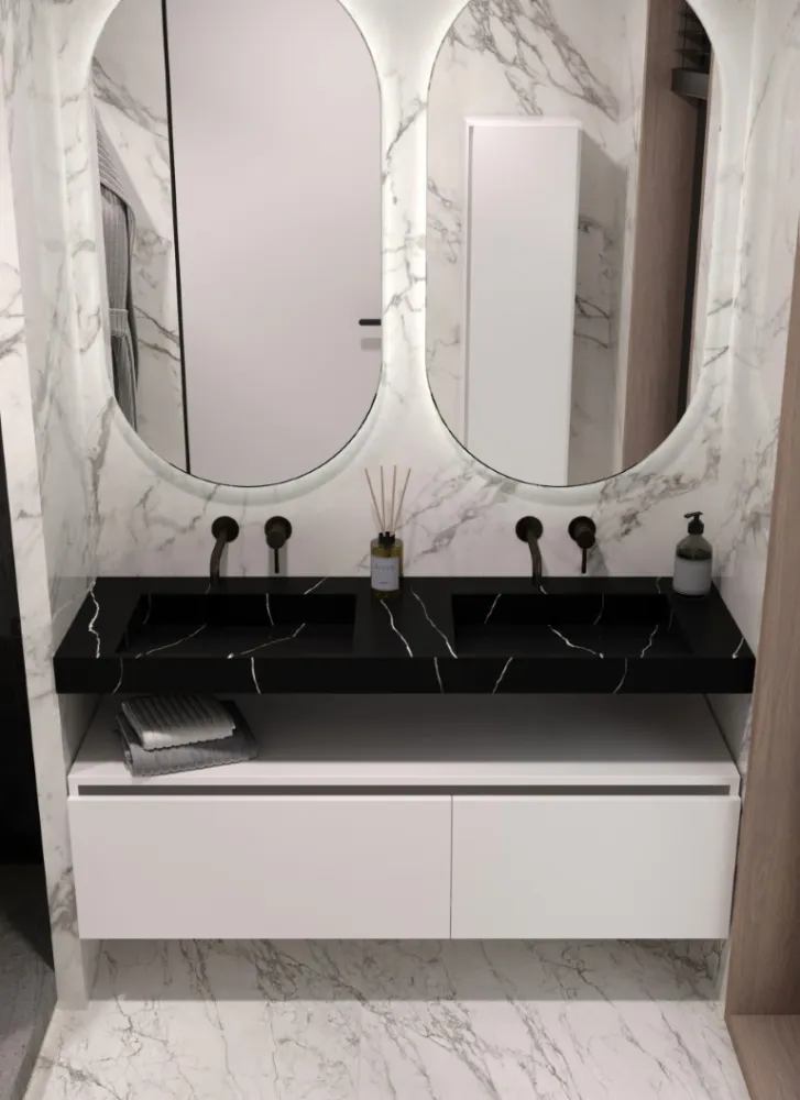 Раковина 140 см ArmadiArt Flat с тумбой