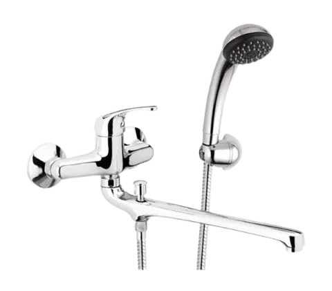 Смеситель для ванны с длинным изливом и душеввым набором Remer F492, хром