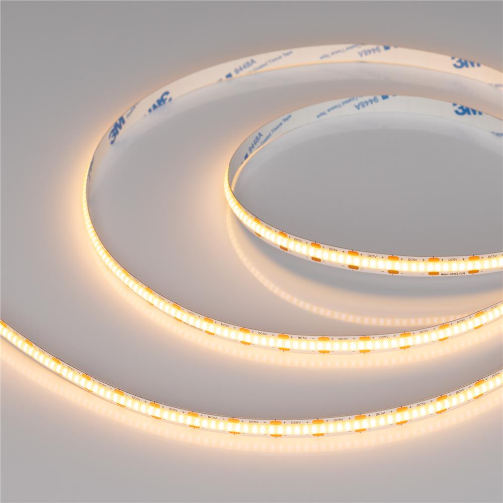 Светодиодная лента Arlight COB-X360-8mm 5V Warm2700 (5 W/m, IP20, CSP, 5m)