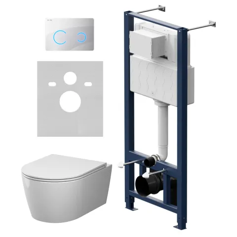 Инсталляция с подвесным унитазом Aquaspin и клавишей Touchless AM.PM Func IS450B01.8F1900, белый