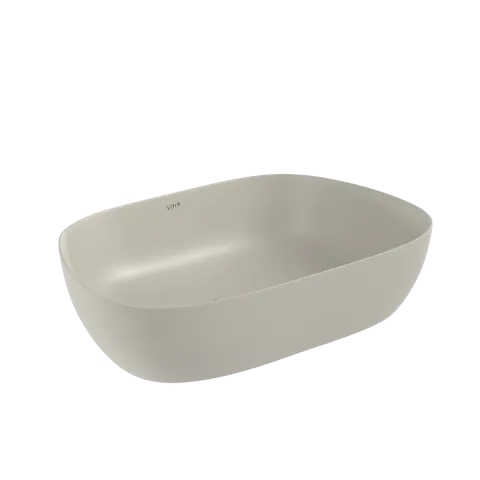 Раковина чаша VitrA Outline Recycled, 63 x 42 см, накладная матовая бежевая, антибактериальное покрытие Hygiene, бежевый матовый