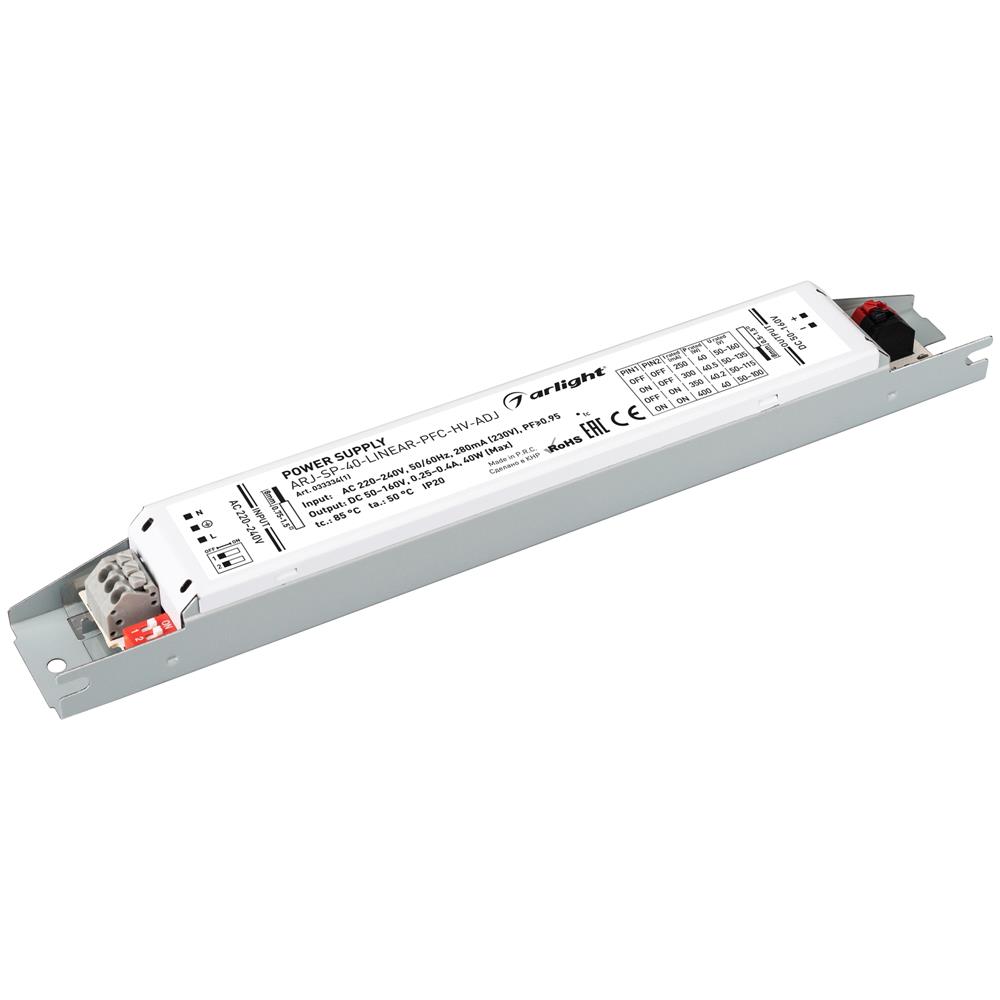 Блок питания Arlight ARJ-SP-40-LINEAR-PFC-HV-ADJ (40W, 50-160V, 0.25-0.4A)