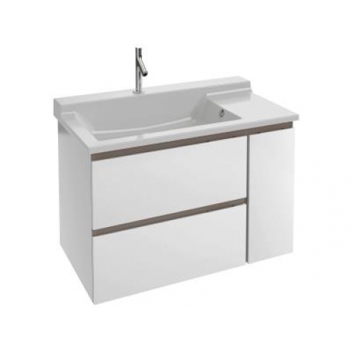 Тумба под раковину Soprano 76х53,5х63,4 см, белый блестящий, 2 ящика, 1 бутылочница, Jacob Delafon, белый блестящий