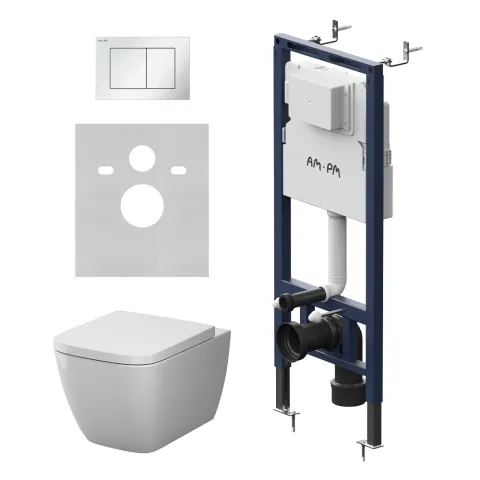 Инсталляция MasterFit с подвесным унитазом Aquaspin и клавишей AM.PM Gem IS130201.901901, белый