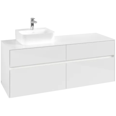 Тумба под раковину Villeroy & Boch Collaro, с подсветкой, 4 выдвижных ящика, 1400 x 548 x 500 мм, Glossy White