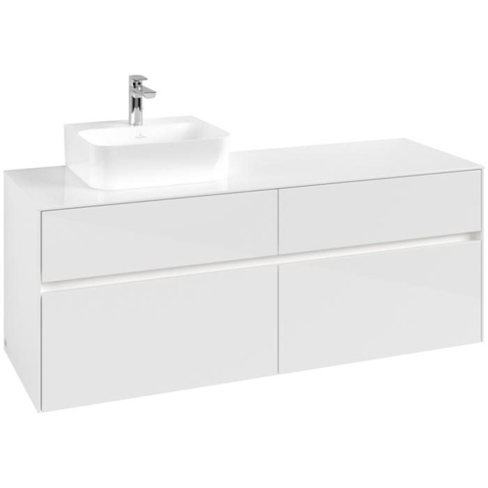 Тумба под раковину Villeroy & Boch Collaro, с подсветкой, 4 выдвижных ящика, 1400 x 548 x 500 мм, Glossy White