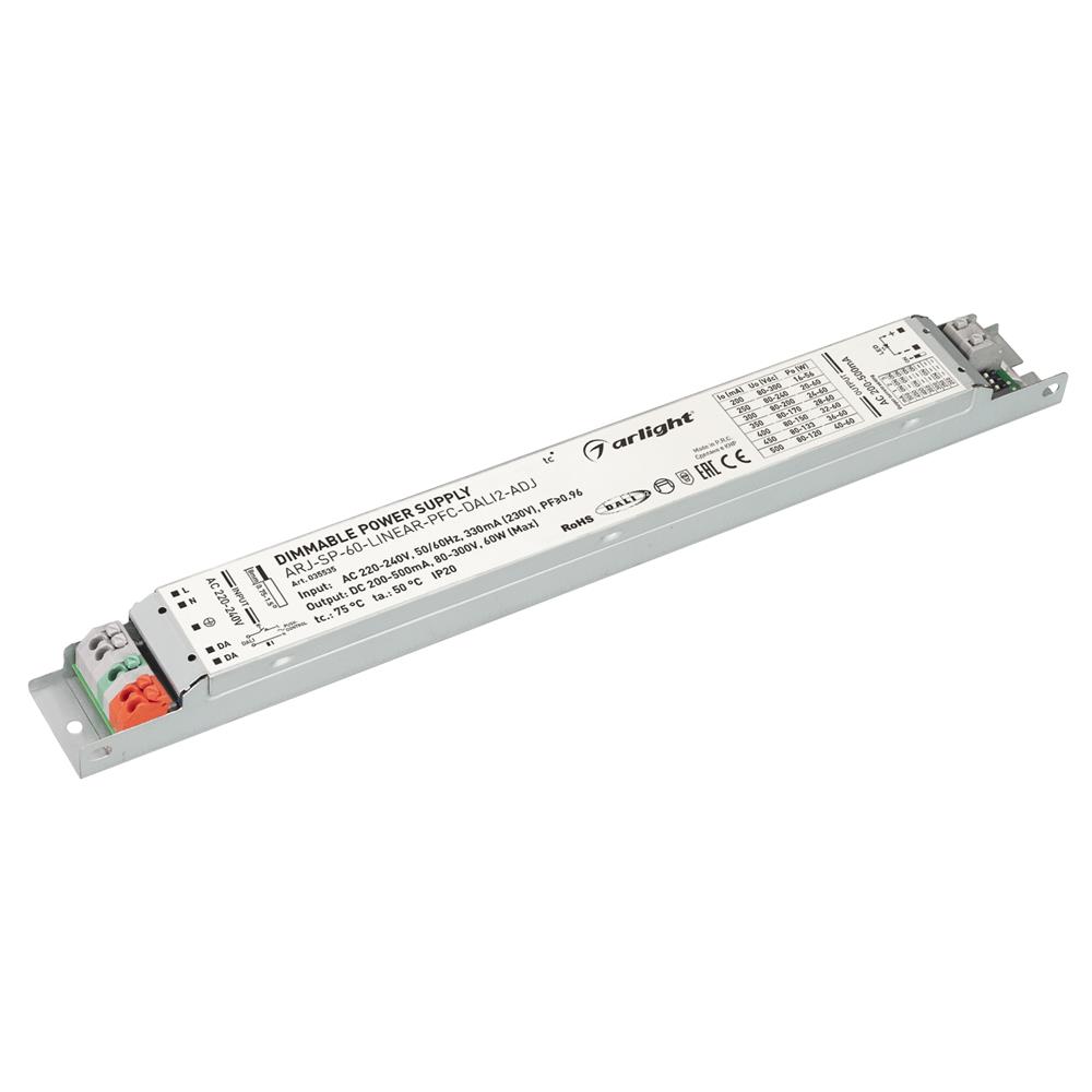 Блок питания Arlight ARJ-SP-60-LINEAR-PFC-DALI2-ADJ (60W, 80-300V, 0.2-0.5A)